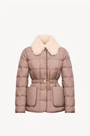 Moncler Cygnes Belted Short Down Jacket | Thumbnail 2