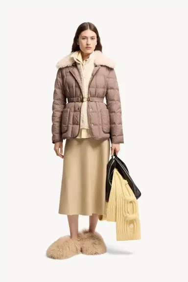 Moncler Cygnes Belted Short Down Jacket | Thumbnail 3