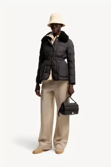 Moncler Cygnes Belted Short Down Jacket | Thumbnail 3