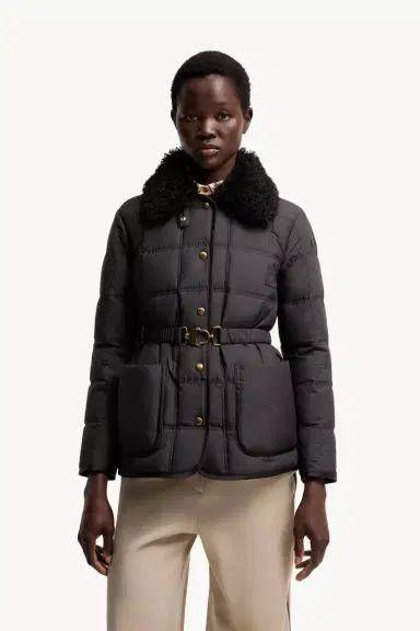 Moncler Cygnes Belted Short Down Jacket | Thumbnail 5