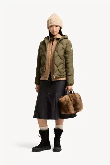 Moncler Arvouinne Hooded Triangle-quilted Short Down Jacket | Thumbnail 3 Moncler Arvouinne Hooded Triangle-quilted Short Down Jacket | Thumbnail 3