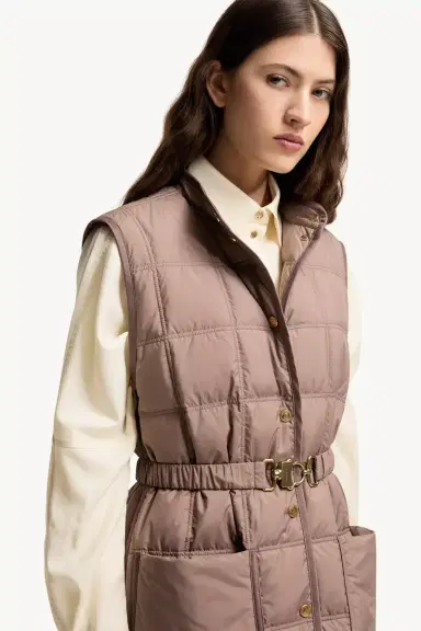 Moncler Cygnette Square Quilted Long Down Vest | Thumbnail 8