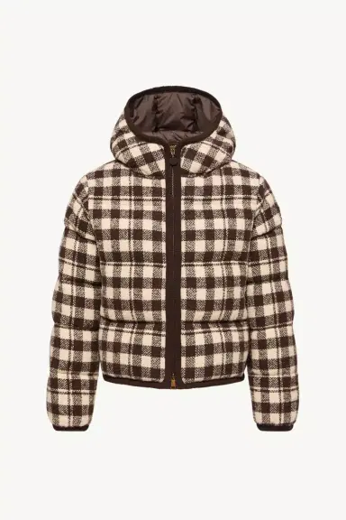 Moncler Abstraction Hooded Wool Blend Short Down Jacket | Thumbnail 2
