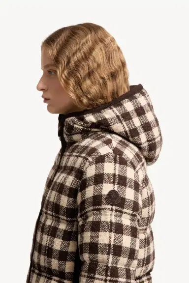 Moncler Abstraction Hooded Wool Blend Short Down Jacket | Thumbnail 4