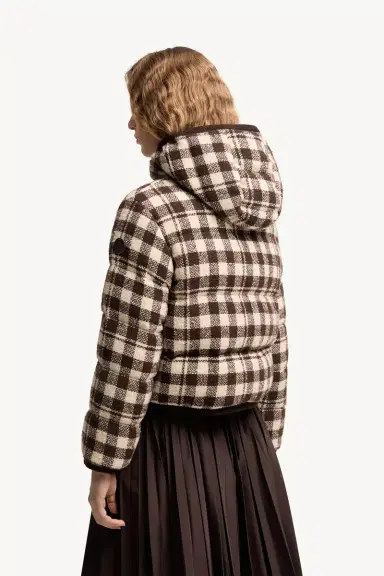 Moncler Abstraction Hooded Wool Blend Short Down Jacket | Thumbnail 6