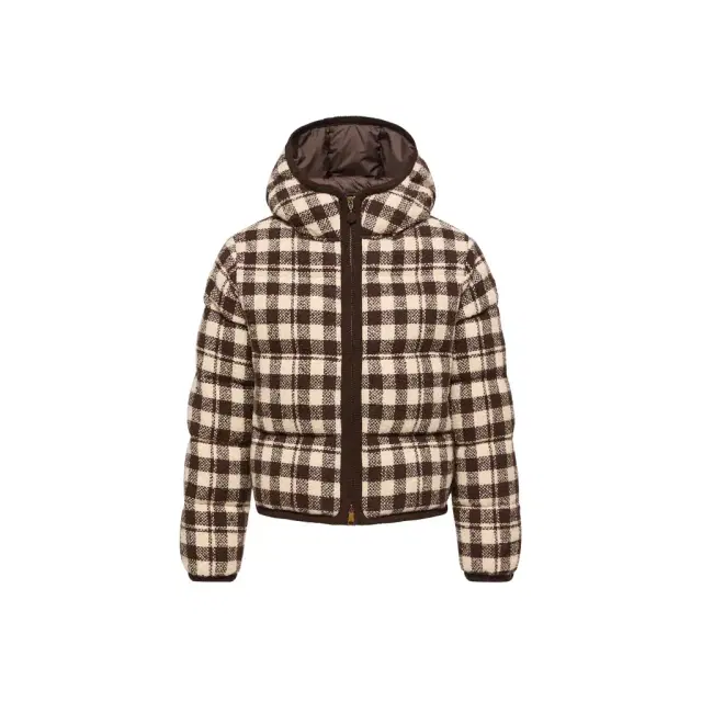 Moncler Abstraction Hooded Wool Blend Short Down Jacket