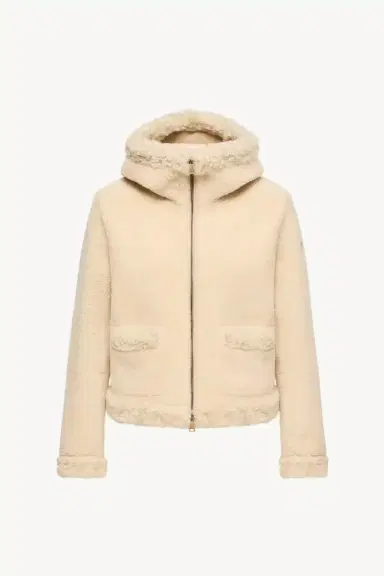 Moncler Leuctre Hooded Shearling Short Down Jacket | Thumbnail 2