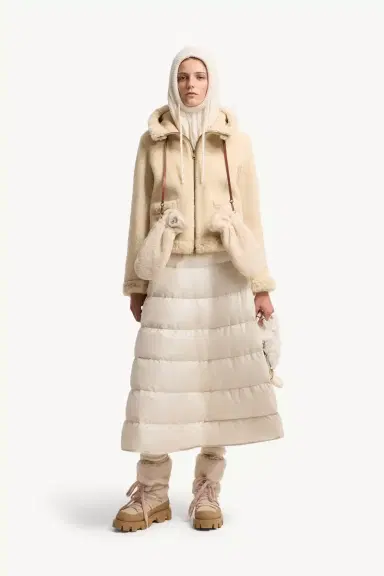 Moncler Leuctre Hooded Shearling Short Down Jacket | Thumbnail 3