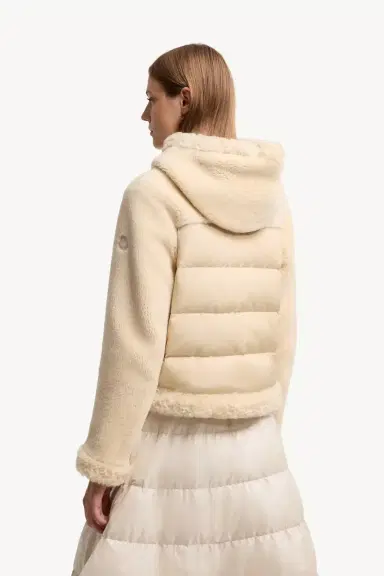 Moncler Leuctre Hooded Shearling Short Down Jacket | Thumbnail 6
