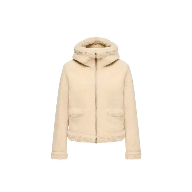 Moncler Leuctre Hooded Shearling Short Down Jacket