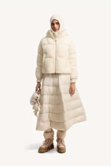 Moncler Cristallin Hooded Wool Blend Short Down Jacket | Thumbnail 3 Moncler Cristallin Hooded Wool Blend Short Down Jacket | Thumbnail 3
