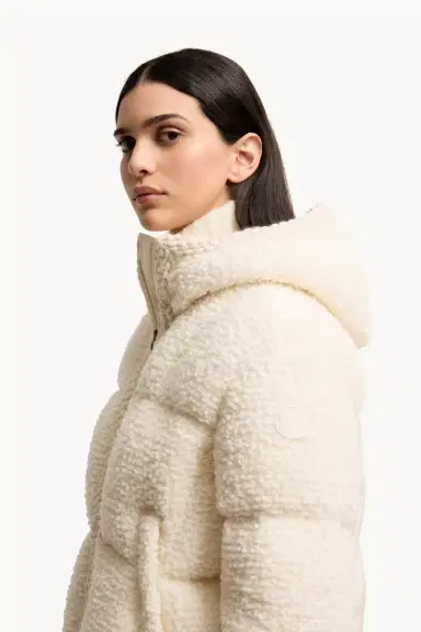 Moncler Cristallin Hooded Wool Blend Short Down Jacket | Thumbnail 4 Moncler Cristallin Hooded Wool Blend Short Down Jacket | Thumbnail 4
