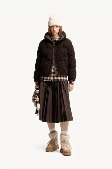 Moncler Cristallin Hooded Wool Blend Short Down Jacket | Thumbnail 3 Moncler Cristallin Hooded Wool Blend Short Down Jacket | Thumbnail 3