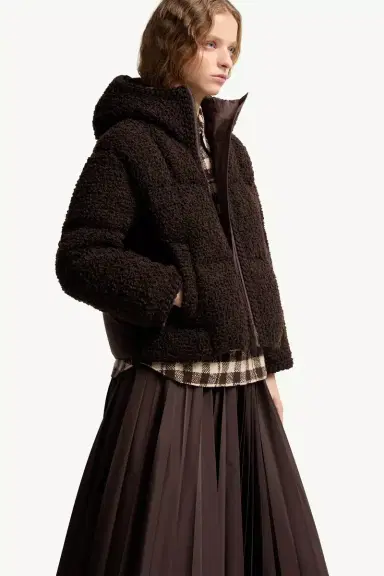 Moncler Cristallin Hooded Wool Blend Short Down Jacket | Thumbnail 7 Moncler Cristallin Hooded Wool Blend Short Down Jacket | Thumbnail 7