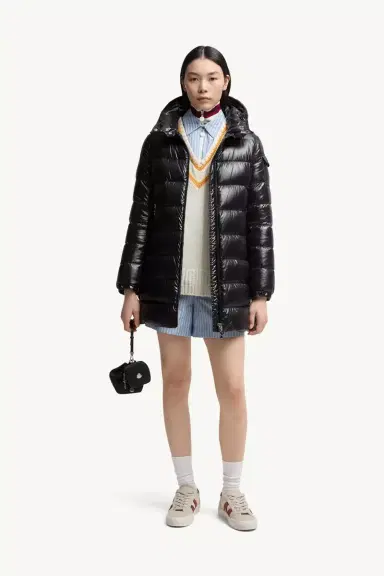 Moncler Courcelles Hooded Mid-length Down Jacket | Thumbnail 3 Moncler Courcelles Hooded Mid-length Down Jacket | Thumbnail 3