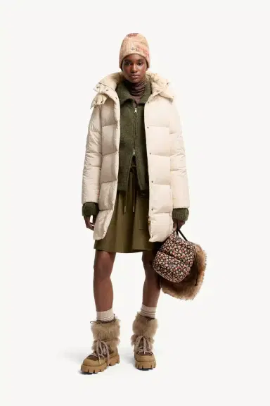 Moncler Litte Square-quilted Hooded Long Down Jacket | Thumbnail 3 Moncler Litte Square-quilted Hooded Long Down Jacket | Thumbnail 3