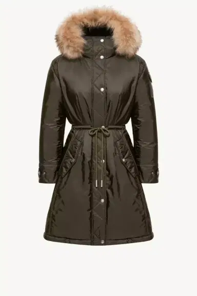 Moncler Moustique Hooded Shearling Trimmed Long Down Parka | Thumbnail 2