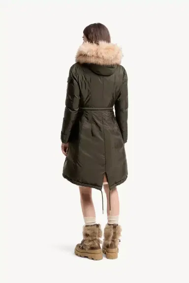 Moncler Moustique Hooded Shearling Trimmed Long Down Parka | Thumbnail 6