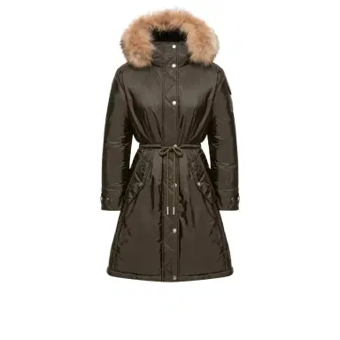 Moncler Moustique Hooded Shearling Trimmed Long Down Parka | Thumbnail 1