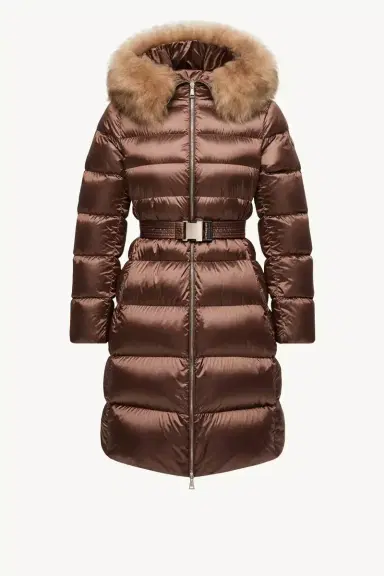 Moncler Leersies Shearling Trimmed Hooded Long Down Coat | Thumbnail 2 Moncler Leersies Shearling Trimmed Hooded Long Down Coat | Thumbnail 2