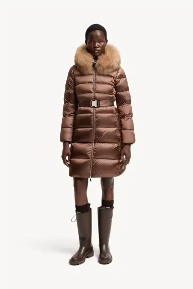 Moncler Leersies Shearling Trimmed Hooded Long Down Coat | Thumbnail 5 Moncler Leersies Shearling Trimmed Hooded Long Down Coat | Thumbnail 5