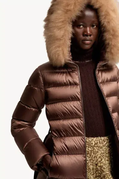 Moncler Leersies Shearling Trimmed Hooded Long Down Coat | Thumbnail 7 Moncler Leersies Shearling Trimmed Hooded Long Down Coat | Thumbnail 7