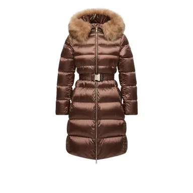 Moncler Leersies Shearling Trimmed Hooded Long Down Coat | Thumbnail 1 Moncler Leersies Shearling Trimmed Hooded Long Down Coat | Thumbnail 1