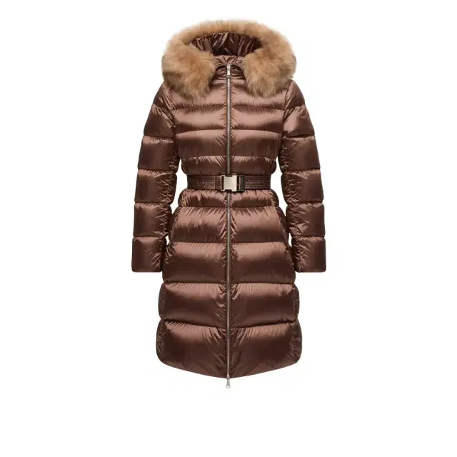 Moncler Leersies Shearling Trimmed Hooded Long Down Coat