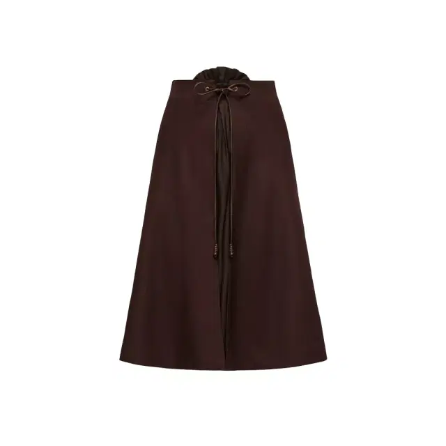 Wool Gabardine Midi Skirt