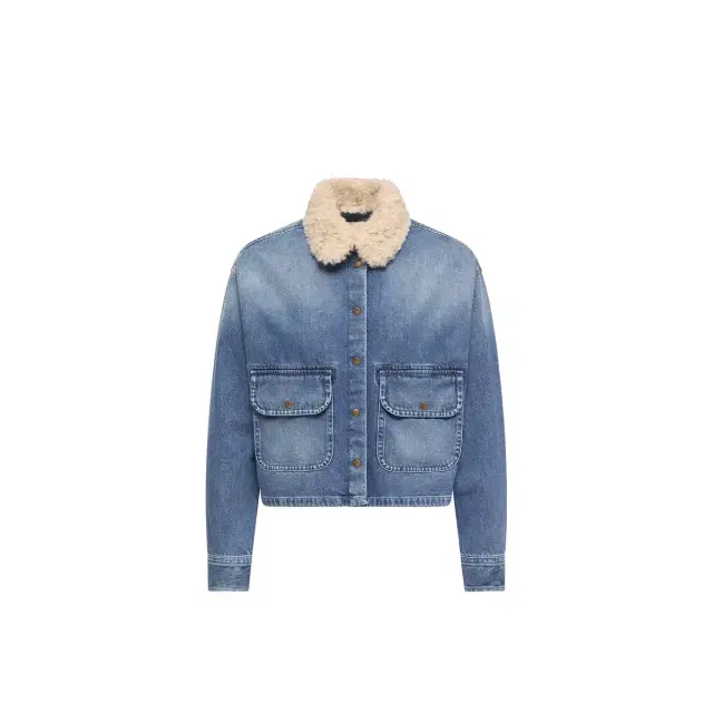 Moncler Teddy Trim Denim Shirt Jacket