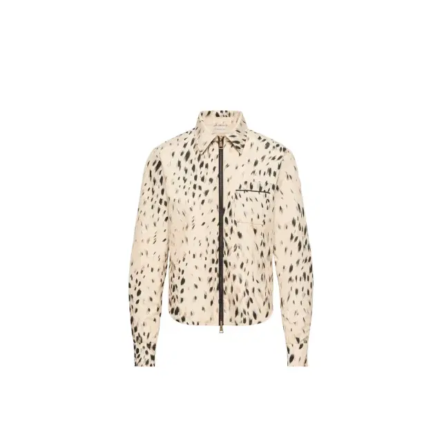Moncler Animalier Print Zip-up Shirt