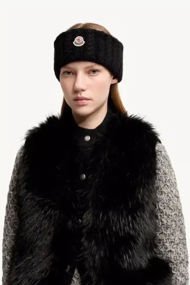Moncler Cable Knit Alpaca Blend Headband | Thumbnail 3 Moncler Cable Knit Alpaca Blend Headband | Thumbnail 3