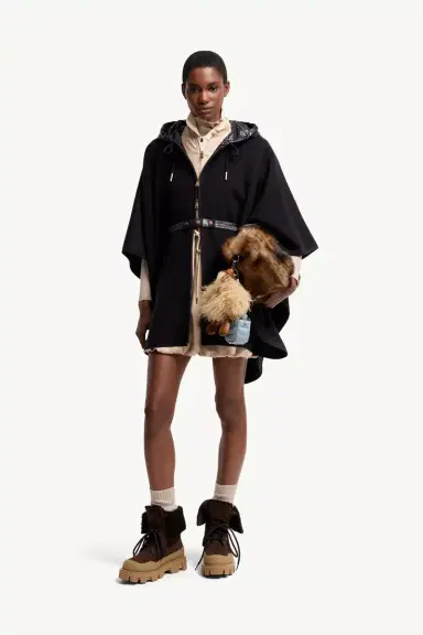 Moncler Padded Wool Blend Cape | Thumbnail 3
