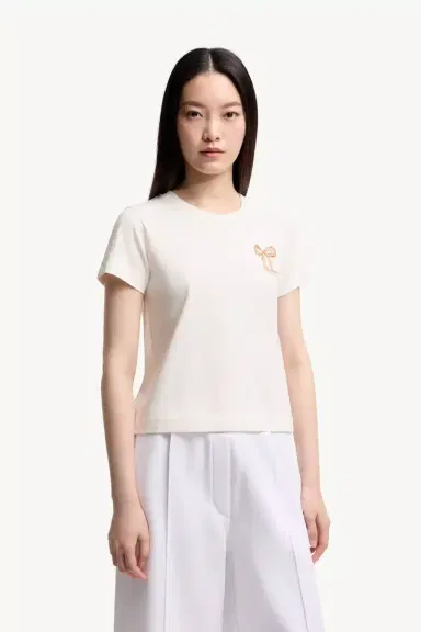 Moncler Embroidered Bow Cotton T-shirt | Thumbnail 4