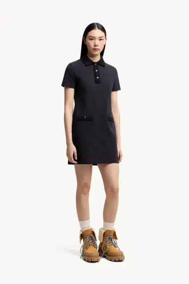 Moncler Cotton Piquet Polo Mini Dress | Thumbnail 5 Moncler Cotton Piquet Polo Mini Dress | Thumbnail 5