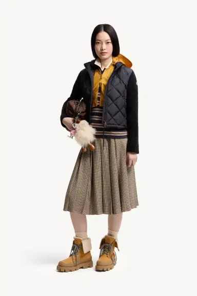 Moncler Cotton Blend Padded Zip-up Cardigan | Thumbnail 3 Moncler Cotton Blend Padded Zip-up Cardigan | Thumbnail 3
