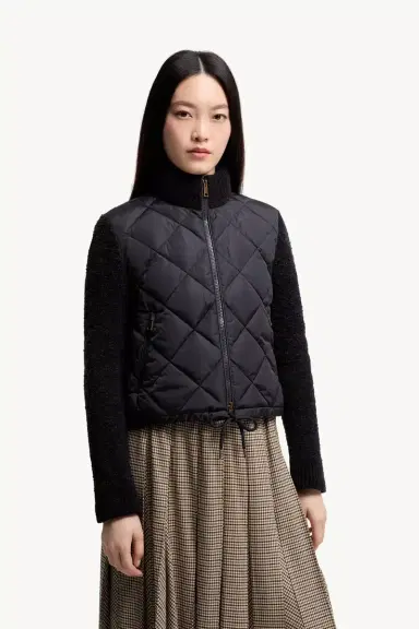 Moncler Cotton Blend Padded Zip-up Cardigan | Thumbnail 5 Moncler Cotton Blend Padded Zip-up Cardigan | Thumbnail 5