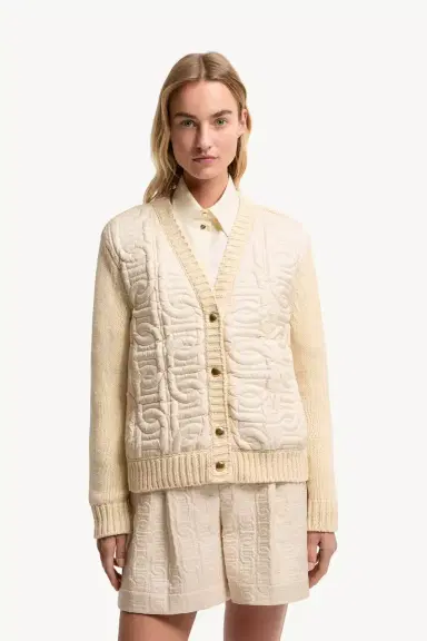 Moncler Chain Quilted Padded V-neck Cardigan | Thumbnail 5 Moncler Chain Quilted Padded V-neck Cardigan | Thumbnail 5