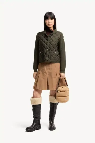 Moncler Diamond Quilted Padded Wool Cardigan | Thumbnail 3