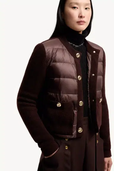 Moncler Bouclé Wool Blend Padded Cardigan | Thumbnail 7 Moncler Bouclé Wool Blend Padded Cardigan | Thumbnail 7