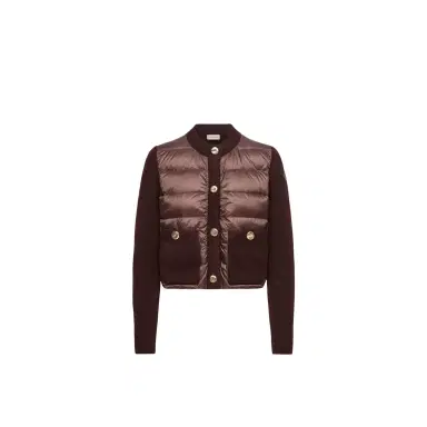 Moncler Bouclé Wool Blend Padded Cardigan | Thumbnail 1 Moncler Bouclé Wool Blend Padded Cardigan | Thumbnail 1