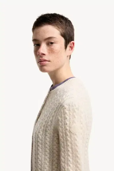 Moncler Cable Knit Wool & Cashmere Blend Cardigan | Thumbnail 4