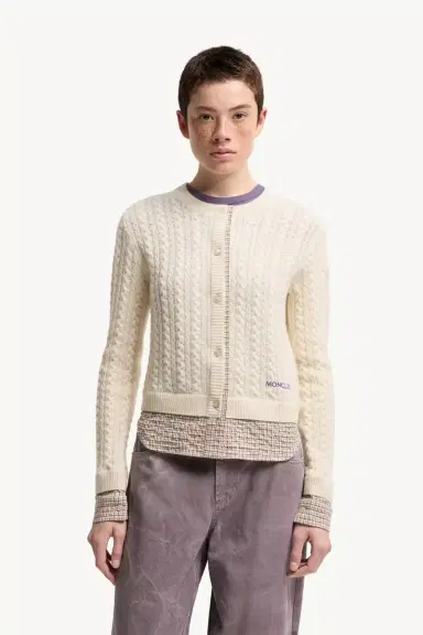 Moncler Cable Knit Wool & Cashmere Blend Cardigan | Thumbnail 5