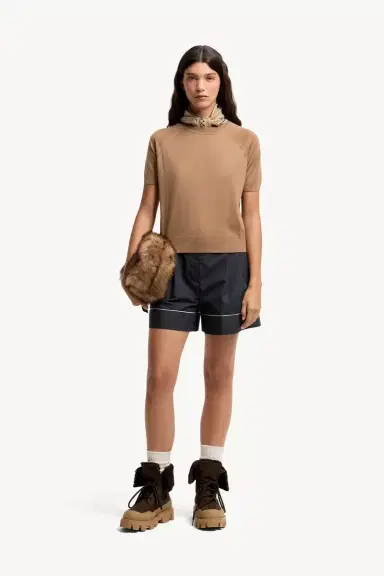 Moncler Short Sleeve Wool Sweater | Thumbnail 3 Moncler Short Sleeve Wool Sweater | Thumbnail 3