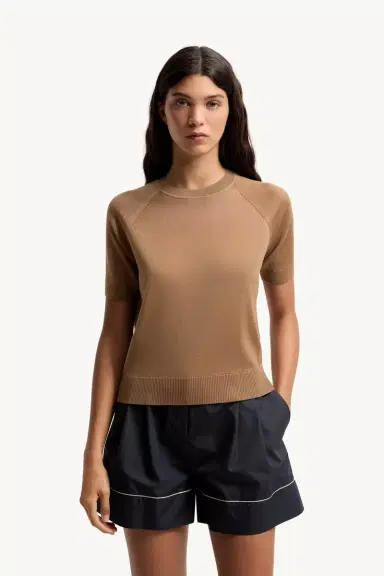 Moncler Short Sleeve Wool Sweater | Thumbnail 5 Moncler Short Sleeve Wool Sweater | Thumbnail 5