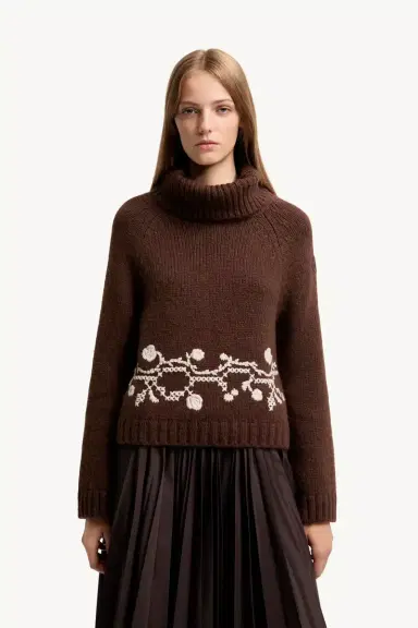 Moncler Alpaca Blend Embroidered Turtleneck | Thumbnail 5 Moncler Alpaca Blend Embroidered Turtleneck | Thumbnail 5