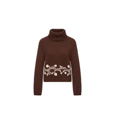 Moncler Alpaca Blend Embroidered Turtleneck | Thumbnail 1 Moncler Alpaca Blend Embroidered Turtleneck | Thumbnail 1
