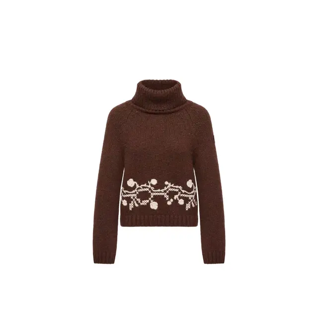 Alpaca Blend Embroidered Turtleneck