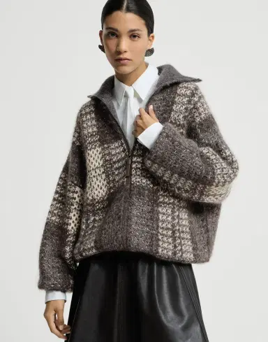 Brunello Cucinelli Dazzling Tartan double knit cardigan | Thumbnail 4