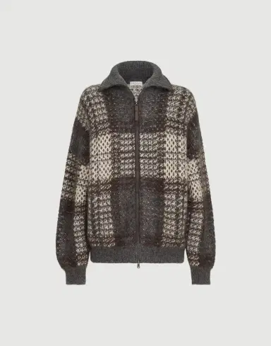 Brunello Cucinelli Dazzling Tartan double knit cardigan | Thumbnail 6